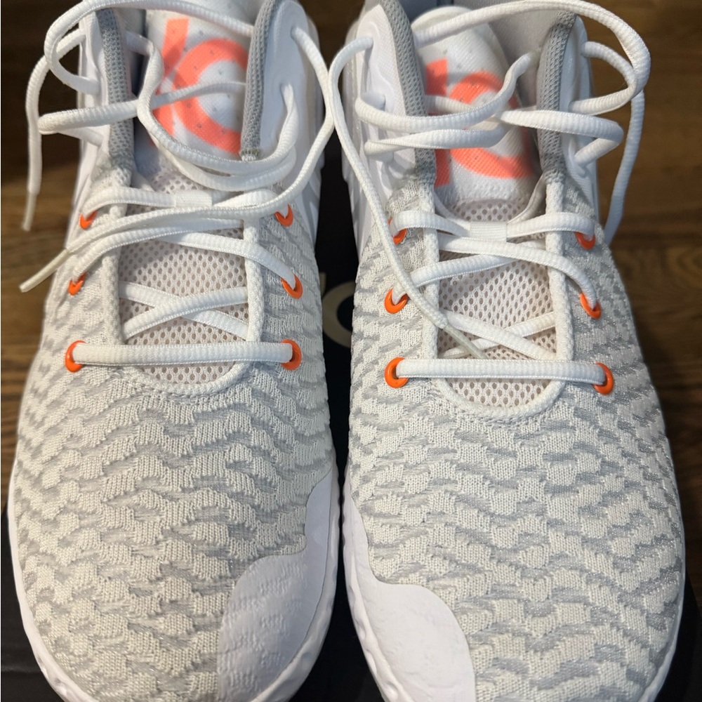 Nike KD Trey 5 VIII White and Orange Athletic Shoes